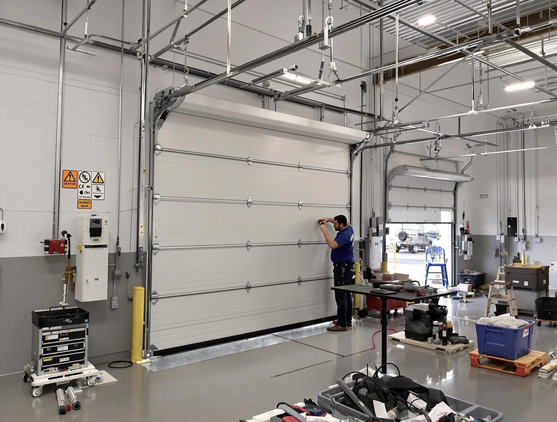 Commercial garage door repair being performed by Chandler Garage Door Repair expert in Chandler