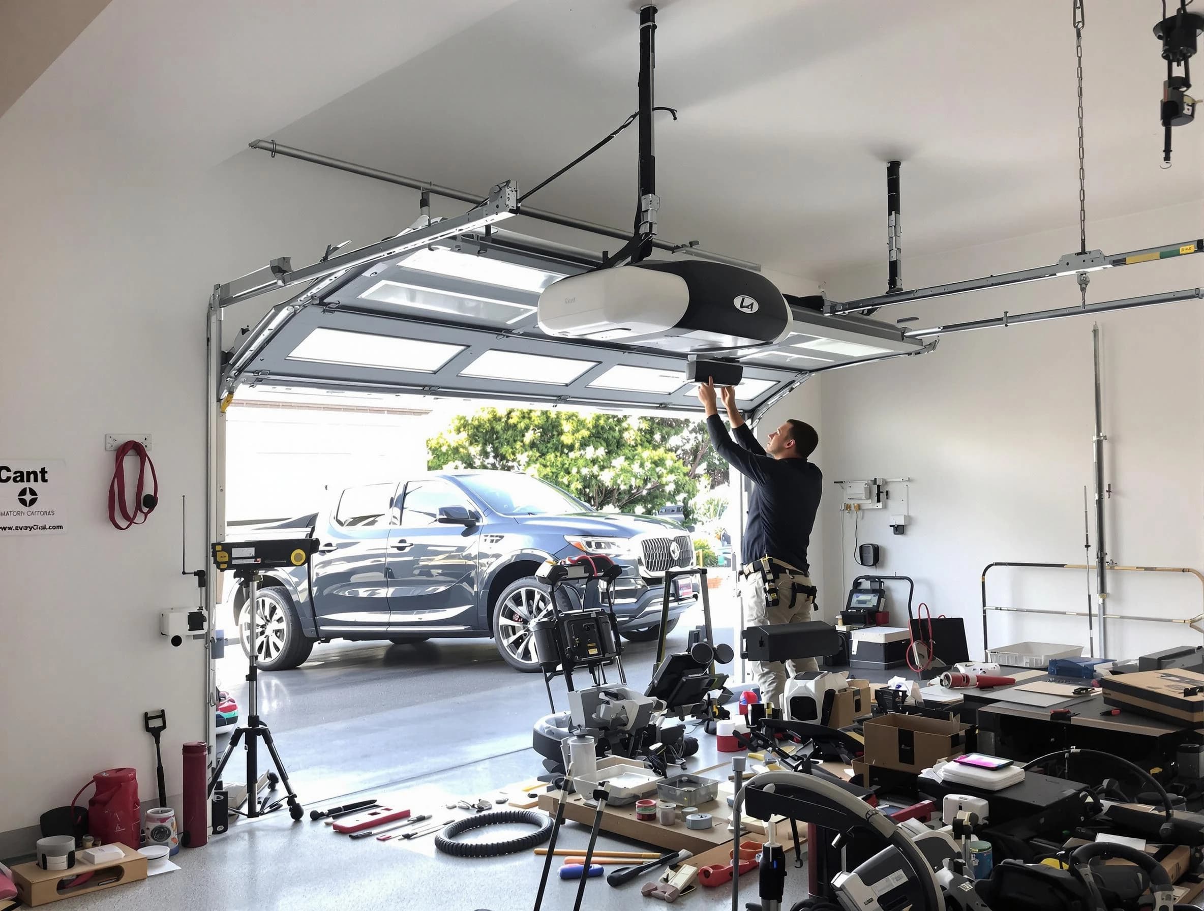 Chandler Garage Door Repair specialist installing smart garage door opener system in Chandler home