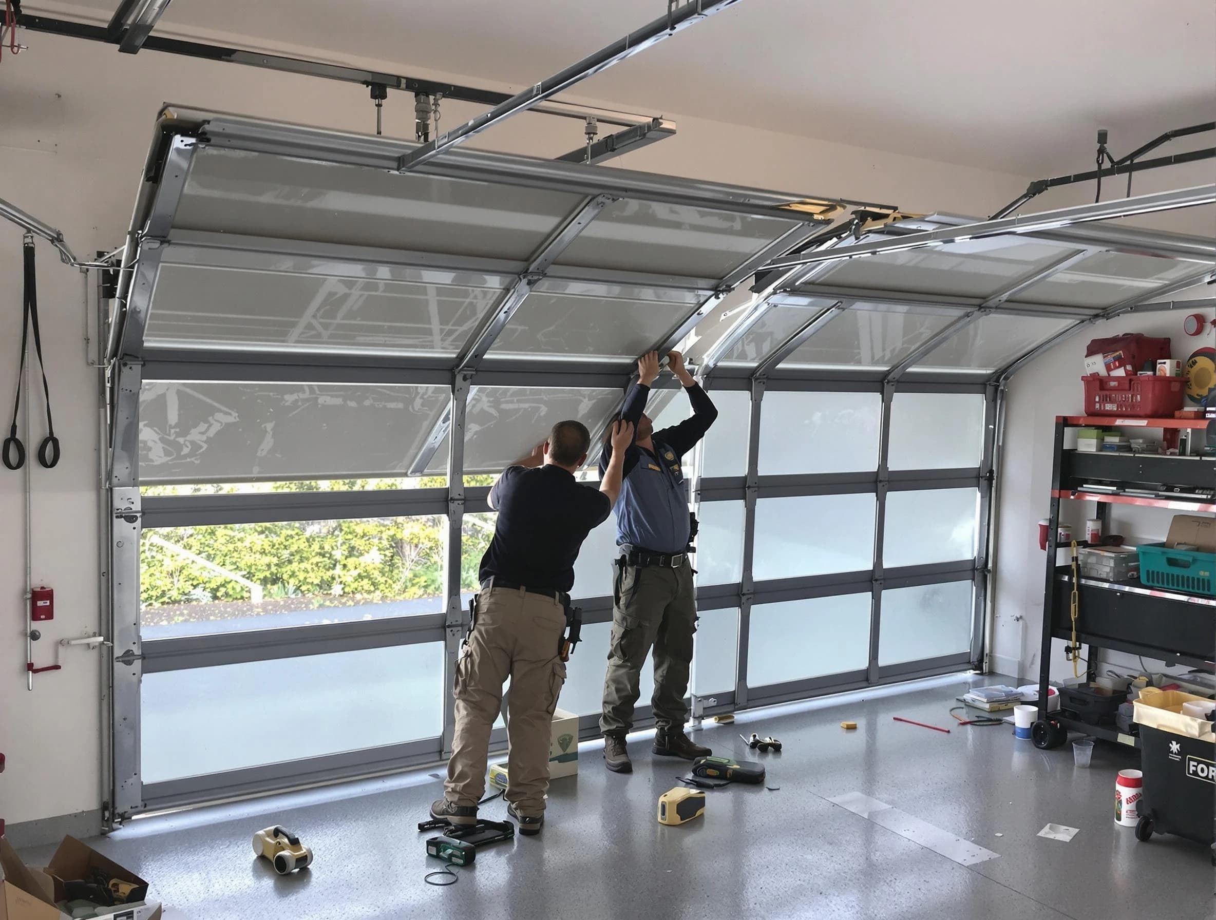 Chandler Garage Door Repair expert performing precise panel replacement on Chandler garage door