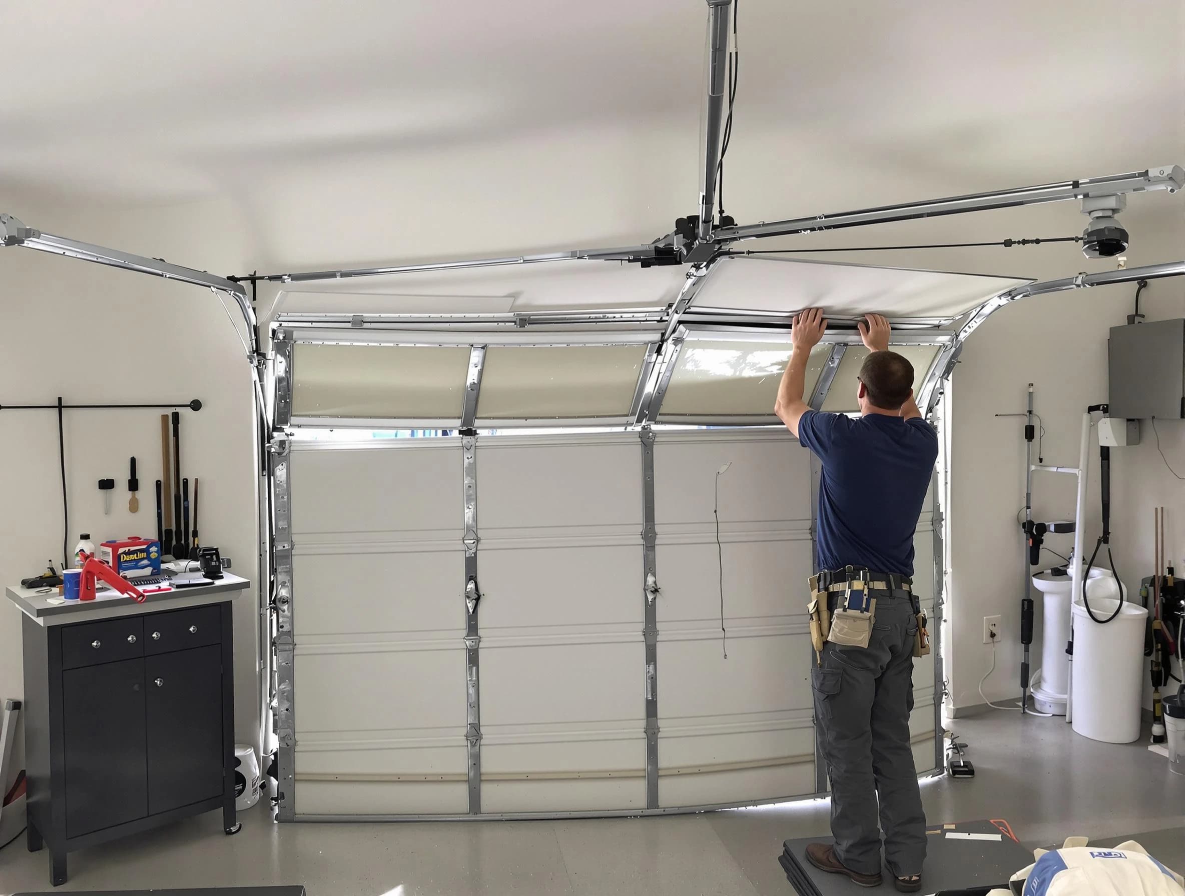 Chandler Garage Door Repair specialist performing precise section replacement on Chandler garage door